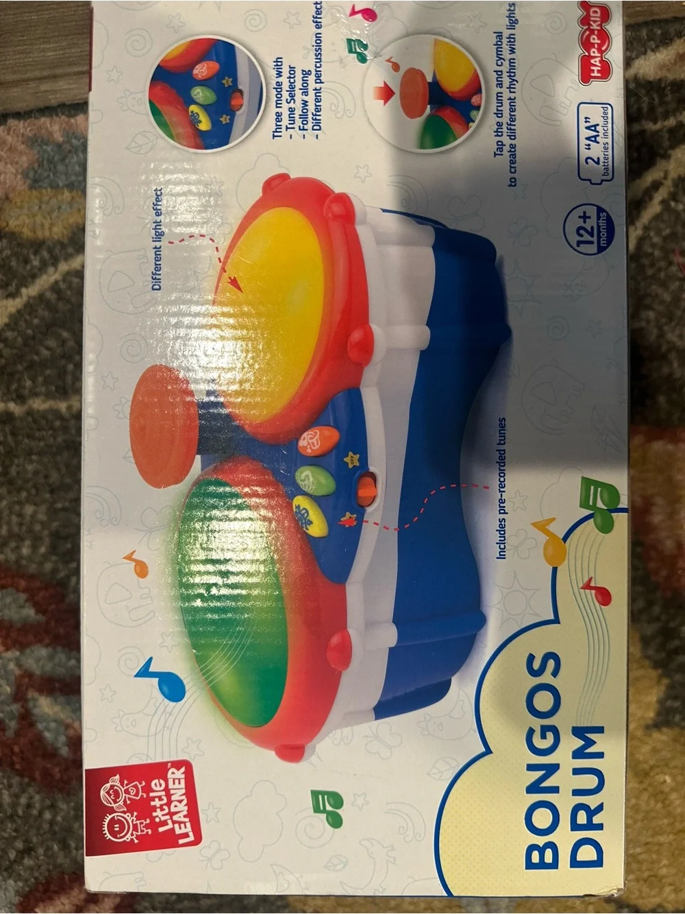 Toddlers' Musical Drum Toy - Red, Green, Yellow